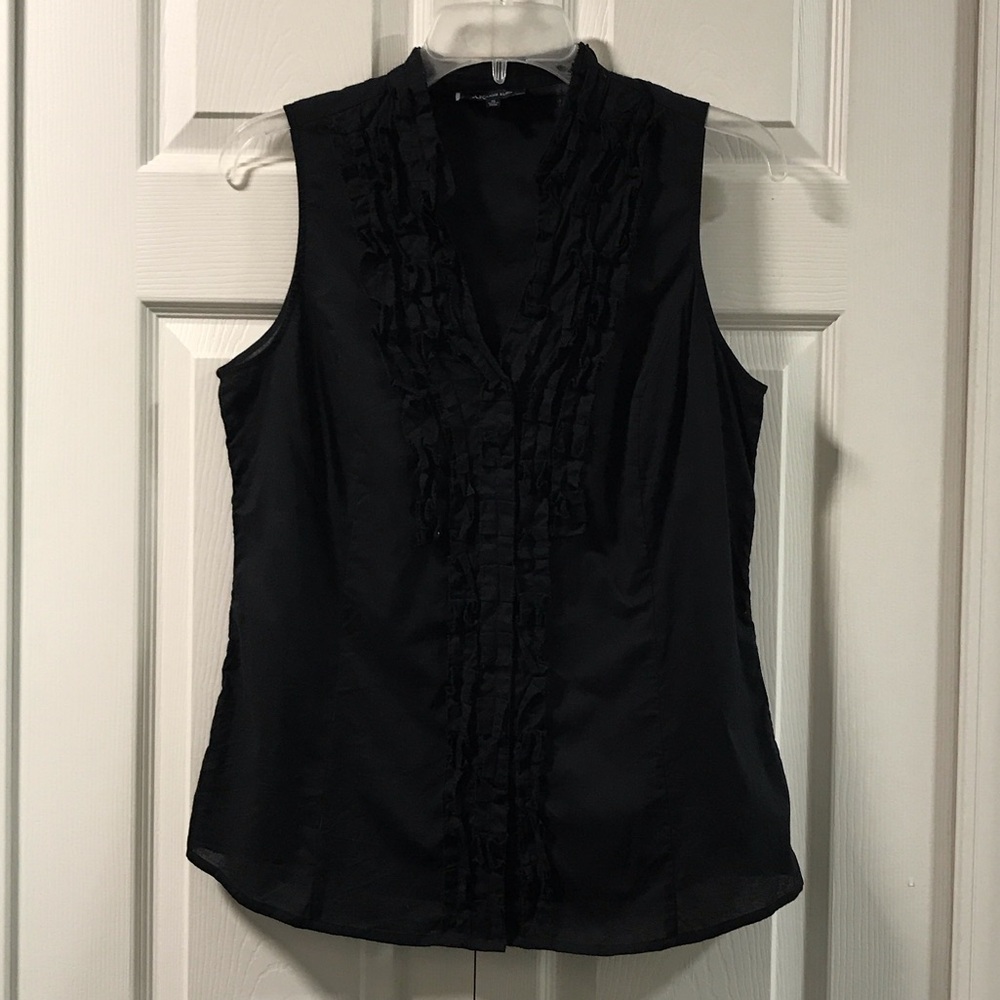 Anne Klein Black Ruffled Sleeveless Blouse